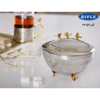 پخش عمده قندان بزرگ استیل برنج ریور کد 22152