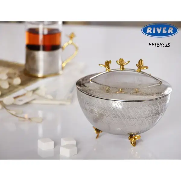 پخش عمده قندان بزرگ استیل برنج ریور کد 22152