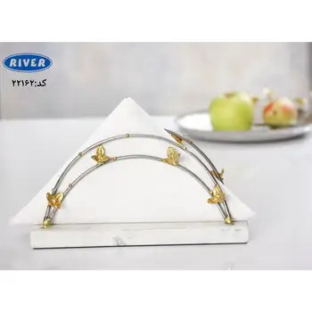 پخش عمده جا دستمالی رومیزی استیل برنج ریور کد 22162