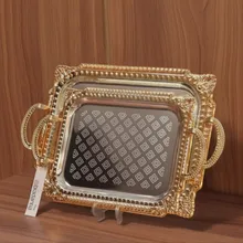 پخش عمده سینی پذیرایی مستطیل طلایی طرح لوزی  bradantia gallery0