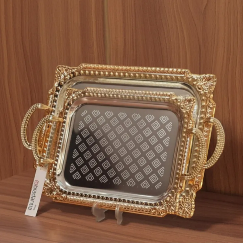 پخش عمده سینی پذیرایی مستطیل طلایی طرح لوزی  bradantia gallery0