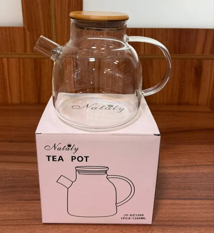 پخش عمده قوری پیرکس درب بامبو ناتالی gallery3