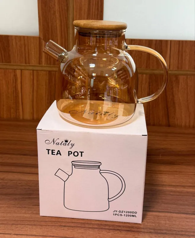 پخش عمده قوری پیرکس شامپاینی درب بامبو ناتالی gallery1