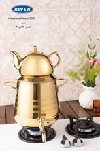 پخش عمده کتری و قوری استیل شیردار 6 لیتر کامل طلایی ریور gallery1