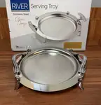 پخش عمده سینی پذیرایی گرد دسته سیلور پایه دار ریور کد 1477 thumb 1