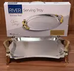 پخش عمده سینی پذیرایی مستطیل متوسط دالبر پایه دار دسته طلایی کد 7277 thumb 1